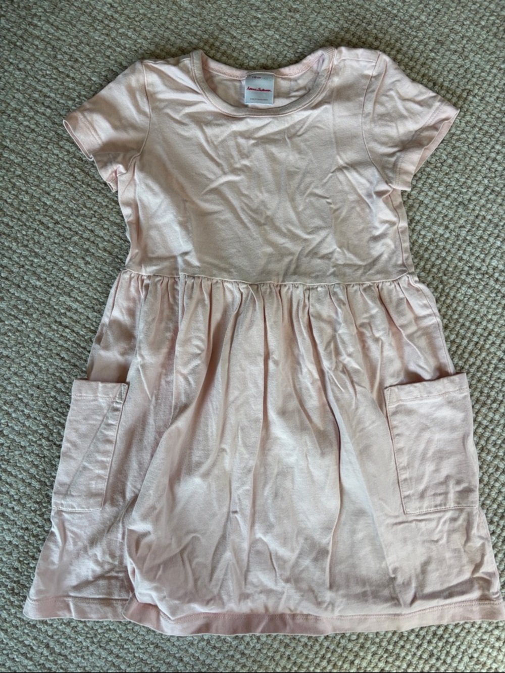 Hanna Andersson Light Pink Short-Sleeve Pocket Dress, size 5 years